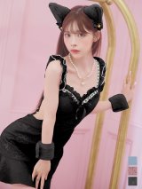 【即日発送】【ハロウィン】緩苺ちゃん着用  キャットレースミニワンピ 【コスプレ5点セット】【XS-Mサイズ/3カラー】[YMT]