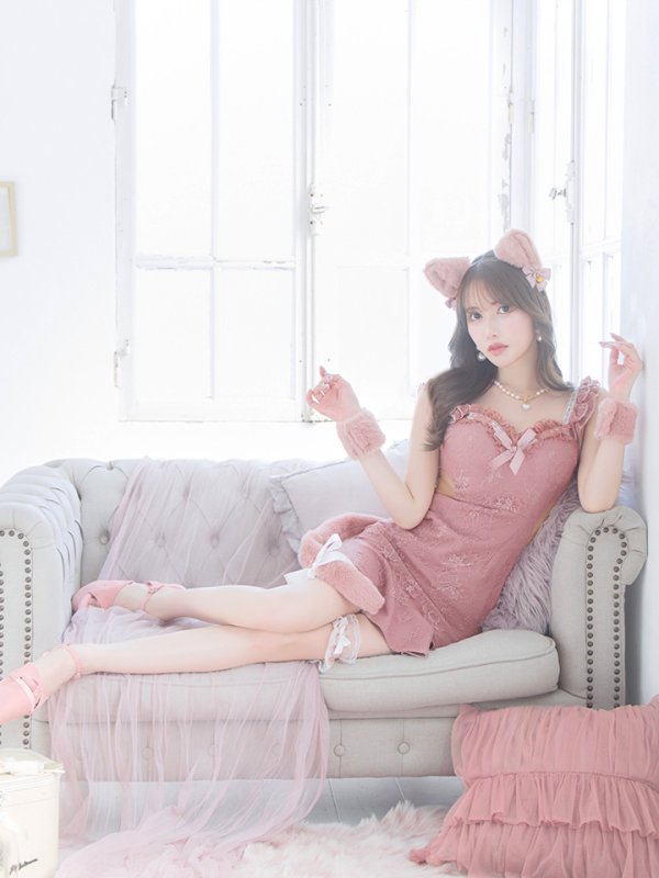 画像7: 【即日発送】【ハロウィン】 キャットレースミニワンピ 【コスプレ5点セット】【XS-Mサイズ/3カラー】[OF04]