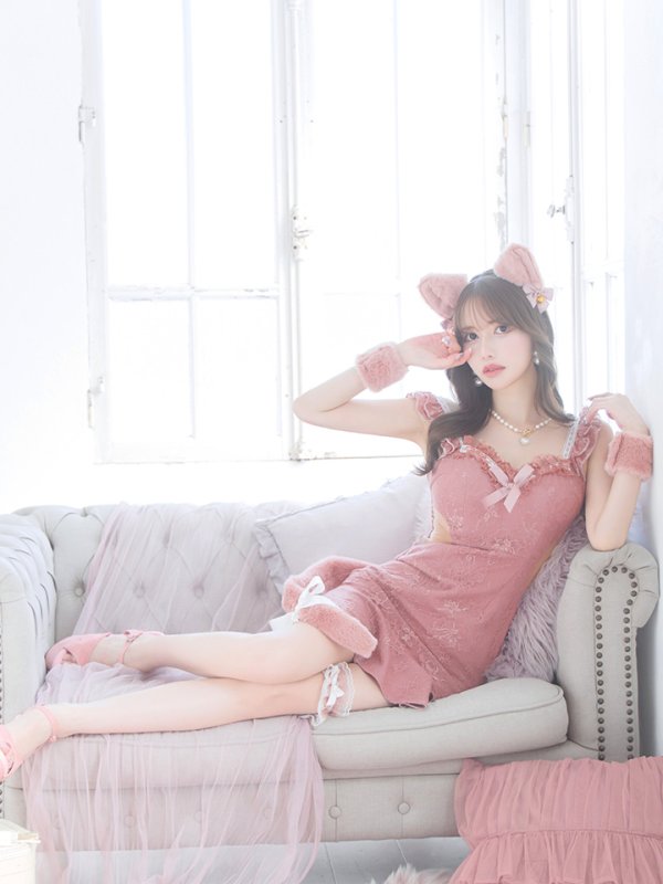 画像10: 【即日発送】【ハロウィン】 キャットレースミニワンピ 【コスプレ5点セット】【XS-Mサイズ/3カラー】[OF04]