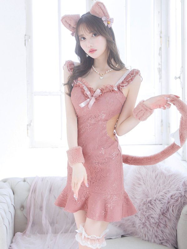 画像11: 【即日発送】【ハロウィン】 キャットレースミニワンピ 【コスプレ5点セット】【XS-Mサイズ/3カラー】[OF04]