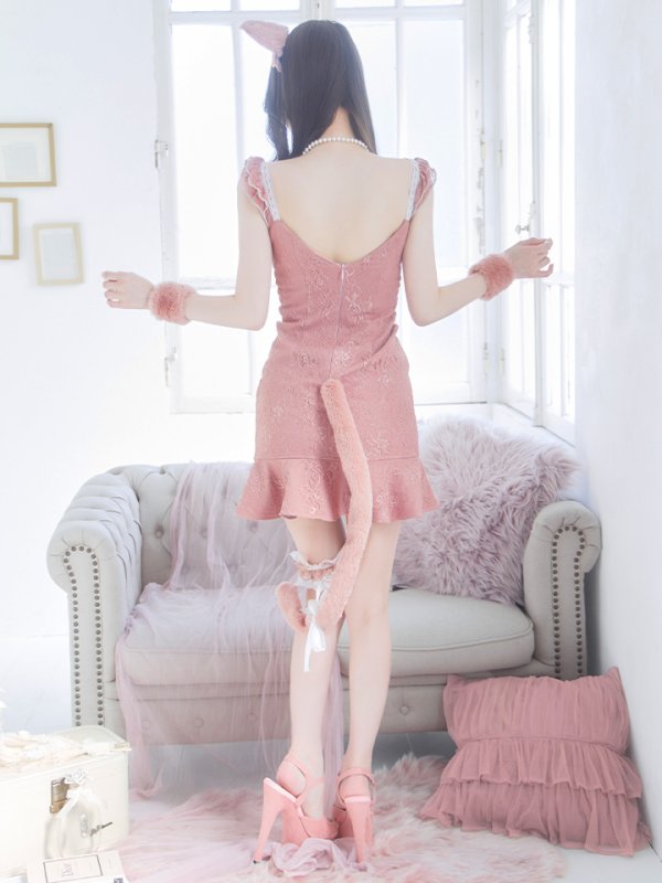 画像15: 【即日発送】【ハロウィン】 キャットレースミニワンピ 【コスプレ5点セット】【XS-Mサイズ/3カラー】[OF04]