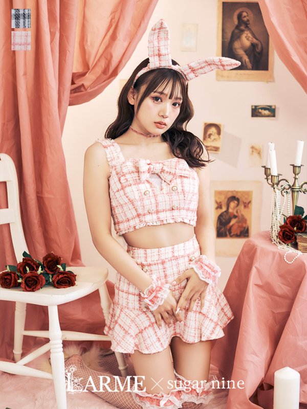 画像3: 【SALE!!】【即日発送】【ハロウィン】【LARME/ラルム掲載】ツイードバニーリボンセットアップ（スカート）【コスプレ6点セット】【XS-Mサイズ/2カラー】[OF04]