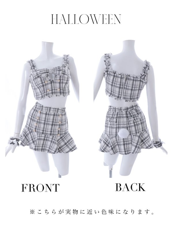 画像33: 【SALE!!】【即日発送】【ハロウィン】ツイードバニーリボンセットアップ（スカート）【コスプレ6点セット】【XS-Mサイズ/2カラー】[OF04]