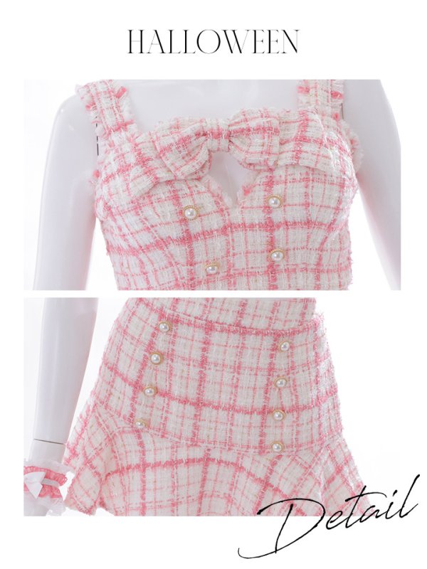 画像30: 【SALE!!】【即日発送】【ハロウィン】ツイードバニーリボンセットアップ（スカート）【コスプレ6点セット】【XS-Mサイズ/2カラー】[OF04]