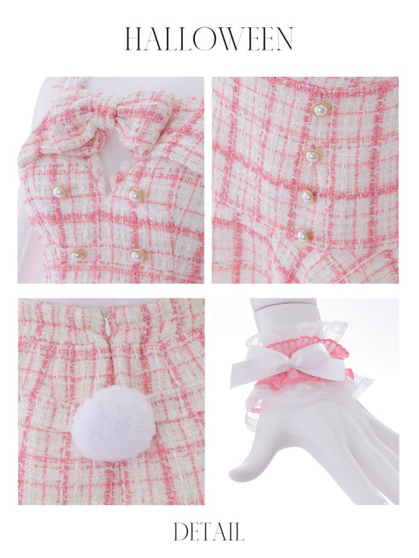 画像31: 【SALE!!】【即日発送】【ハロウィン】ツイードバニーリボンセットアップ（スカート）【コスプレ6点セット】【XS-Mサイズ/2カラー】[OF04]