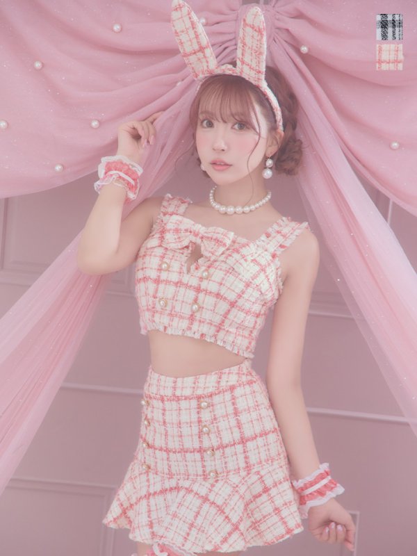 画像3: 【SALE!!】【即日発送】【ハロウィン】ツイードバニーリボンセットアップ（スカート）【コスプレ6点セット】【XS-Mサイズ/2カラー】[OF04]