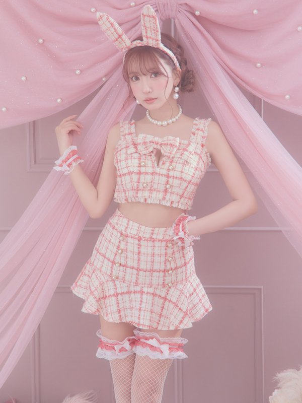 画像4: 【SALE!!】【即日発送】【ハロウィン】ツイードバニーリボンセットアップ（スカート）【コスプレ6点セット】【XS-Mサイズ/2カラー】[OF04]
