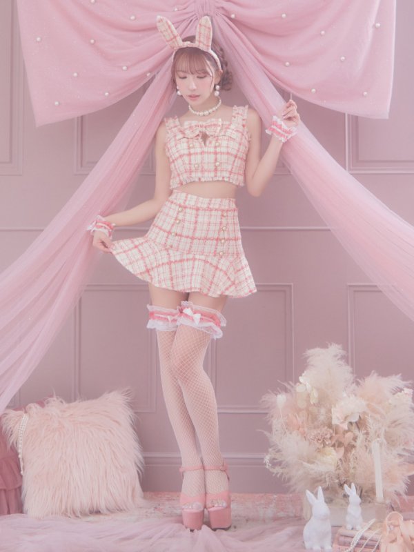 画像5: 【SALE!!】【即日発送】【ハロウィン】ツイードバニーリボンセットアップ（スカート）【コスプレ6点セット】【XS-Mサイズ/2カラー】[OF04]