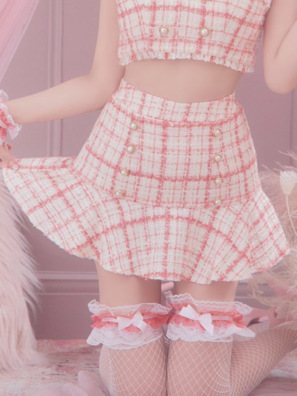 画像11: 【SALE!!】【即日発送】【ハロウィン】ツイードバニーリボンセットアップ（スカート）【コスプレ6点セット】【XS-Mサイズ/2カラー】[OF04]