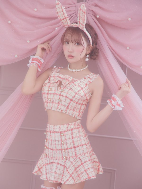 画像8: 【SALE!!】【即日発送】【ハロウィン】ツイードバニーリボンセットアップ（スカート）【コスプレ6点セット】【XS-Mサイズ/2カラー】[OF04]