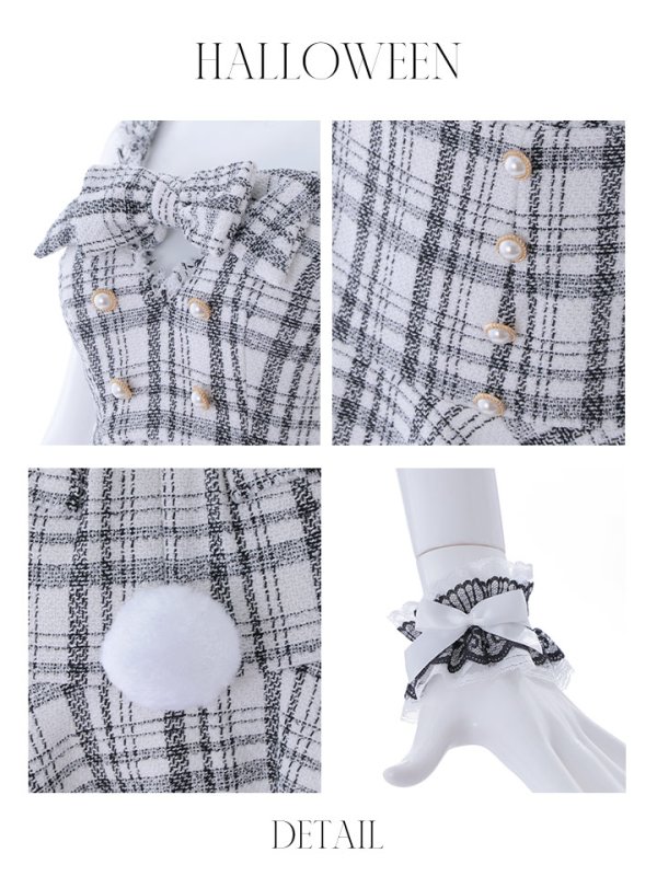 画像35: 【SALE!!】【即日発送】【ハロウィン】ツイードバニーリボンセットアップ（スカート）【コスプレ6点セット】【XS-Mサイズ/2カラー】[OF04]