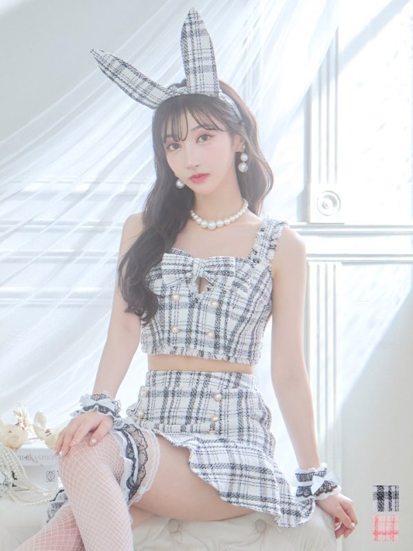 画像14: 【SALE!!】【即日発送】【ハロウィン】ツイードバニーリボンセットアップ（スカート）【コスプレ6点セット】【XS-Mサイズ/2カラー】[OF04]