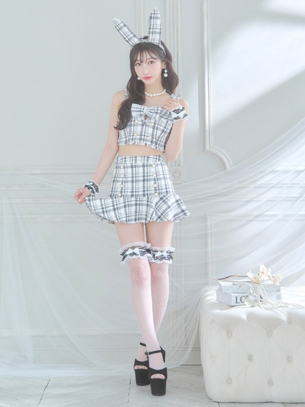 画像16: 【SALE!!】【即日発送】【ハロウィン】ツイードバニーリボンセットアップ（スカート）【コスプレ6点セット】【XS-Mサイズ/2カラー】[OF04]