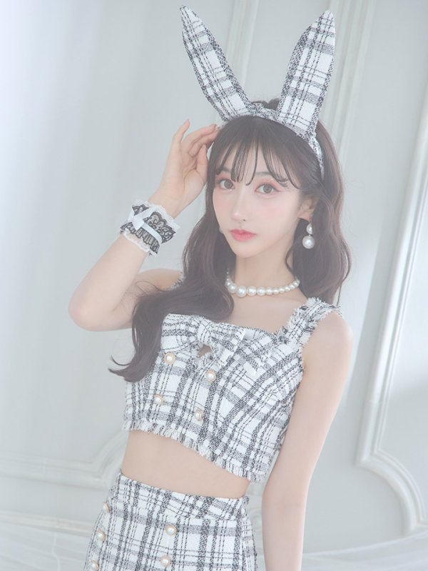 画像17: 【SALE!!】【即日発送】【ハロウィン】ツイードバニーリボンセットアップ（スカート）【コスプレ6点セット】【XS-Mサイズ/2カラー】[OF04]