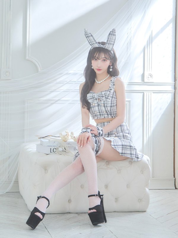 画像21: 【SALE!!】【即日発送】【ハロウィン】ツイードバニーリボンセットアップ（スカート）【コスプレ6点セット】【XS-Mサイズ/2カラー】[OF04]