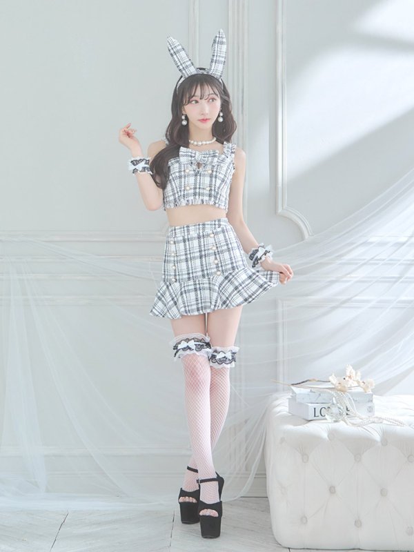 画像22: 【SALE!!】【即日発送】【ハロウィン】ツイードバニーリボンセットアップ（スカート）【コスプレ6点セット】【XS-Mサイズ/2カラー】[OF04]