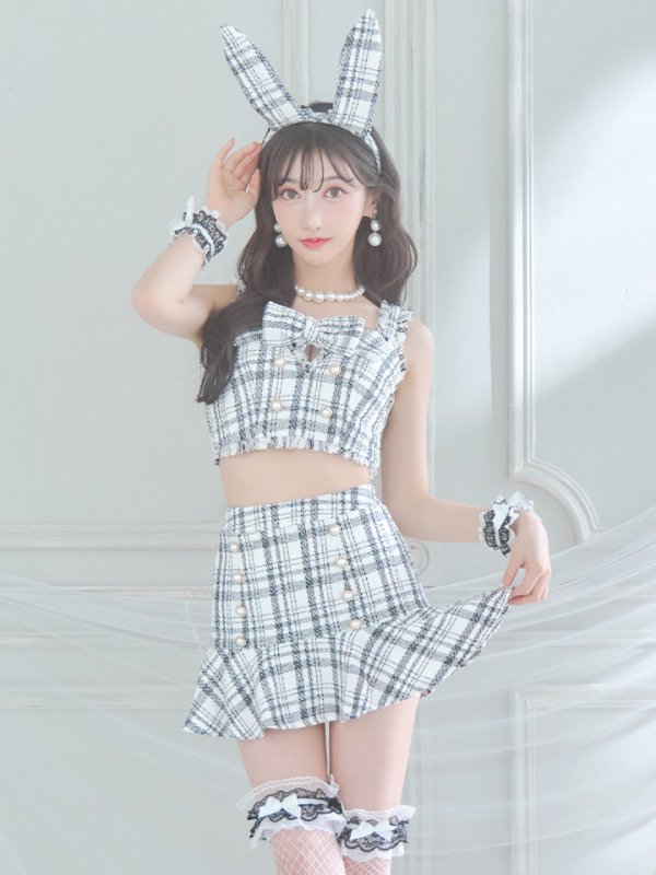 画像23: 【SALE!!】【即日発送】【ハロウィン】ツイードバニーリボンセットアップ（スカート）【コスプレ6点セット】【XS-Mサイズ/2カラー】[OF04]