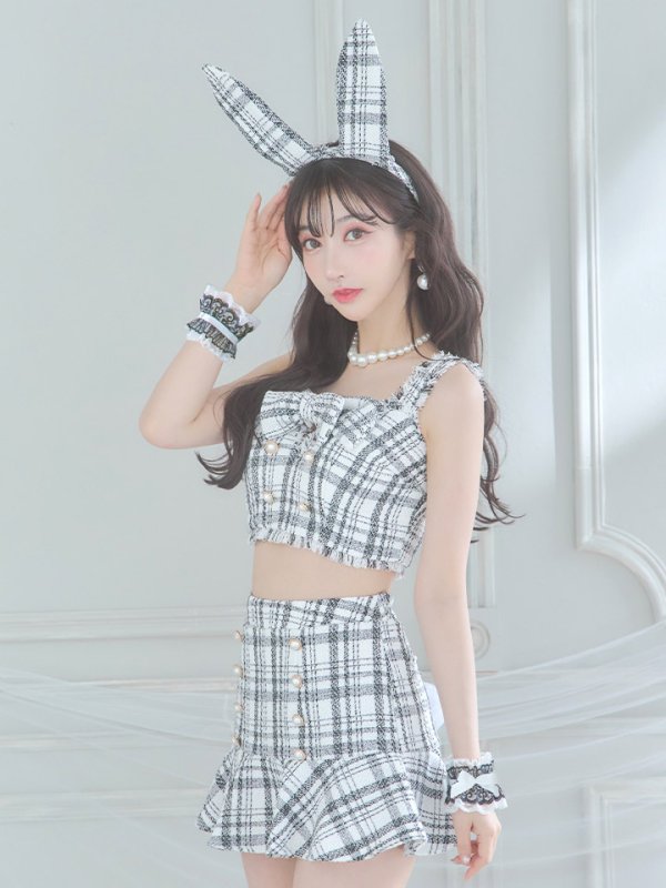 画像24: 【SALE!!】【即日発送】【ハロウィン】ツイードバニーリボンセットアップ（スカート）【コスプレ6点セット】【XS-Mサイズ/2カラー】[OF04]