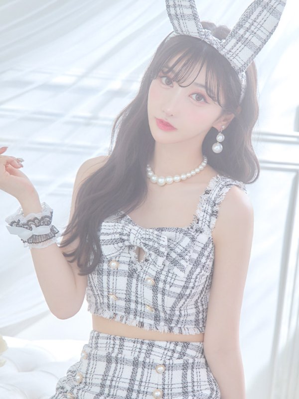 画像25: 【SALE!!】【即日発送】【ハロウィン】ツイードバニーリボンセットアップ（スカート）【コスプレ6点セット】【XS-Mサイズ/2カラー】[OF04]