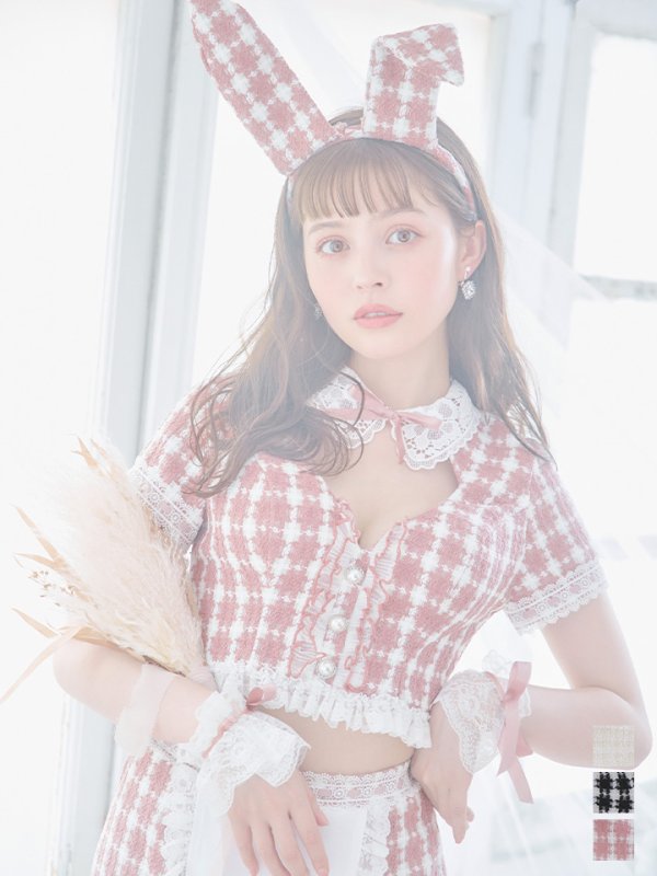 画像3: 【SALE!!】【即日発送】【ハロウィン】 ツイードバニーメイドセットアップ 【コスプレ6点セット】【S-Mサイズ/3カラー】[HC03]