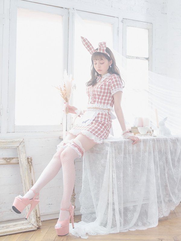 画像7: 【SALE!!】【即日発送】【ハロウィン】 ツイードバニーメイドセットアップ 【コスプレ6点セット】【S-Mサイズ/3カラー】[HC03]