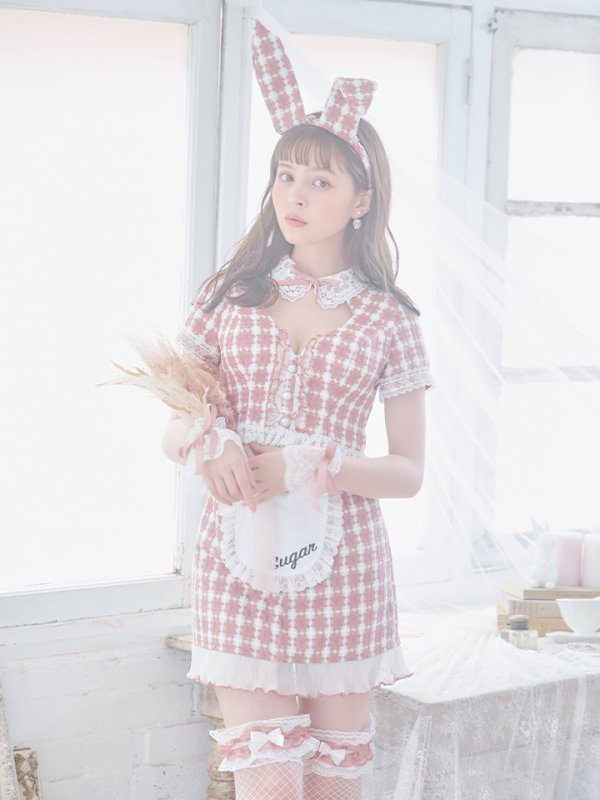 画像8: 【SALE!!】【即日発送】【ハロウィン】 ツイードバニーメイドセットアップ 【コスプレ6点セット】【S-Mサイズ/3カラー】[HC03]