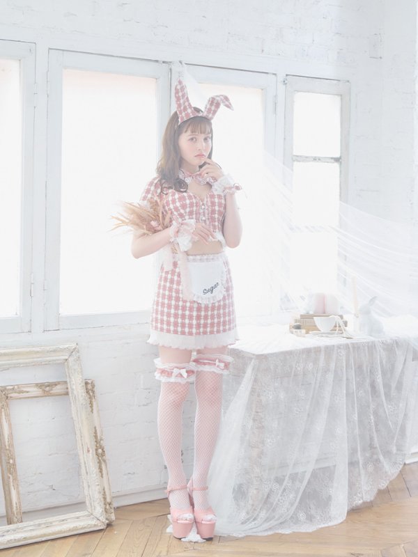 画像13: 【SALE!!】【即日発送】【ハロウィン】 ツイードバニーメイドセットアップ 【コスプレ6点セット】【S-Mサイズ/3カラー】[HC03]