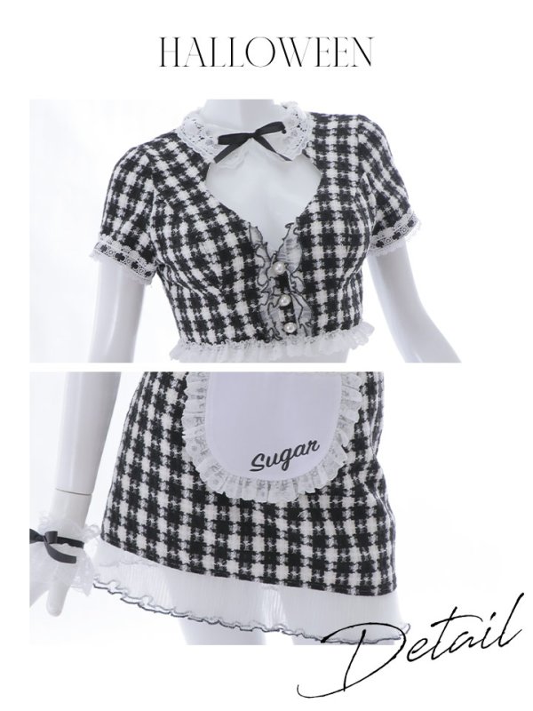 画像37: 【SALE!!】【即日発送】【ハロウィン】 ツイードバニーメイドセットアップ 【コスプレ6点セット】【S-Mサイズ/3カラー】[OF01]