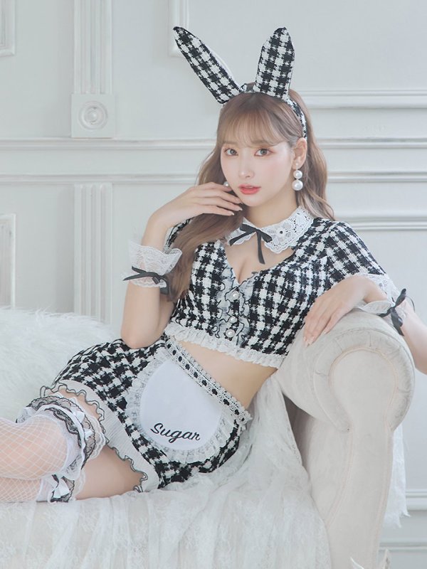 画像7: 【SALE!!】【即日発送】【ハロウィン】 ツイードバニーメイドセットアップ 【コスプレ6点セット】【S-Mサイズ/3カラー】[OF01]