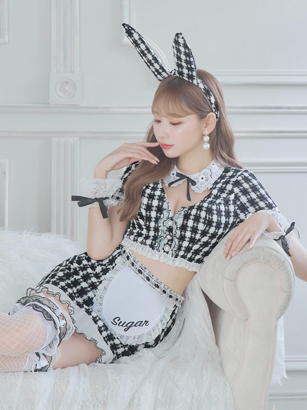 画像8: 【SALE!!】【即日発送】【ハロウィン】 ツイードバニーメイドセットアップ 【コスプレ6点セット】【S-Mサイズ/3カラー】[OF01]