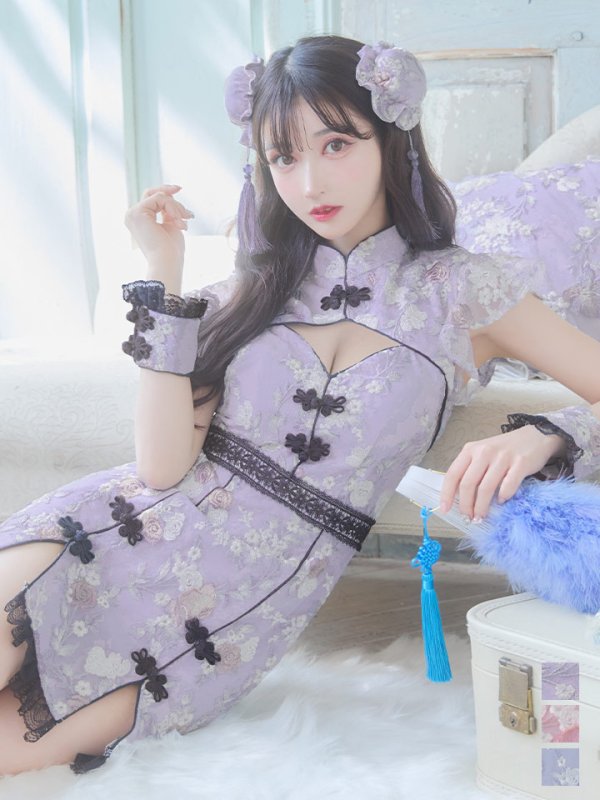 画像2: 【即日発送】【ハロウィン】 パステルチャイナドレス 【コスプレ3点セット】【XS-Mサイズ/4カラー】(SE01YN)[YMT]