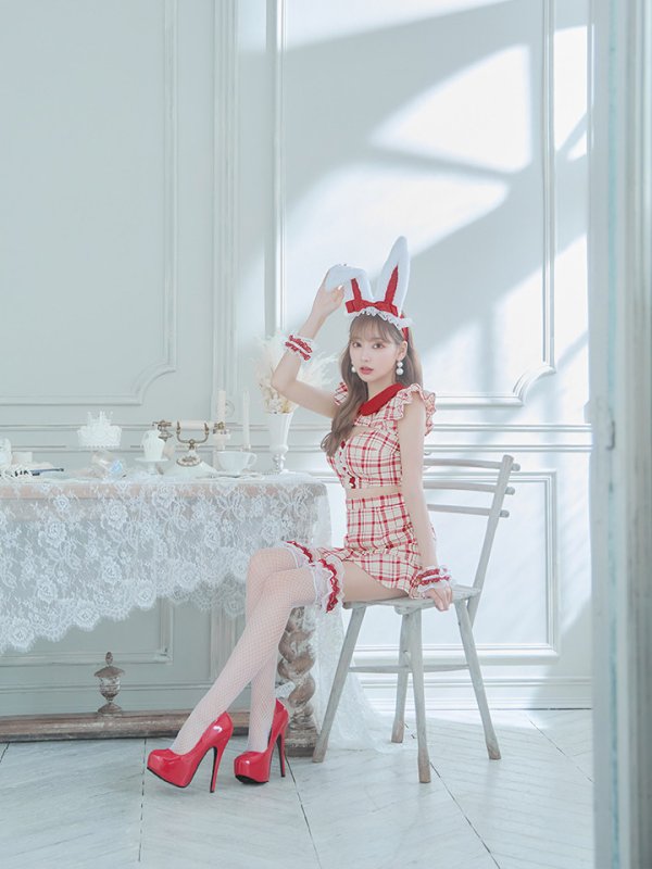 画像9: 【SALE!】【即日発送】【ハロウィン】 チェックバニーセットアップ  【コスプレ6点セット】【XS-Lサイズ/2カラー】[OF04]