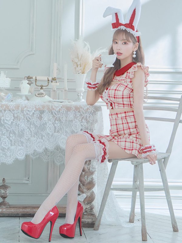 画像15: 【SALE!】【即日発送】【ハロウィン】 チェックバニーセットアップ  【コスプレ6点セット】【XS-Lサイズ/2カラー】[OF04]