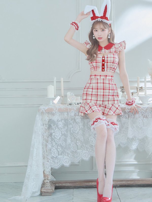 画像16: 【SALE!】【即日発送】【ハロウィン】 チェックバニーセットアップ  【コスプレ6点セット】【XS-Lサイズ/2カラー】[OF04]