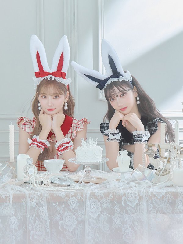 画像14: 【SALE!】【即日発送】【ハロウィン】 チェックバニーセットアップ  【コスプレ6点セット】【XS-Lサイズ/2カラー】[OF04]