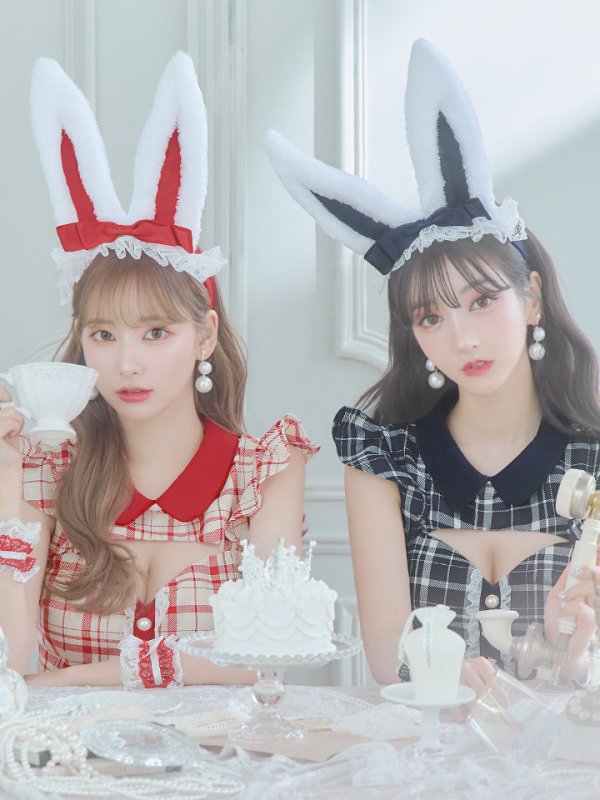 画像16: 【SALE!】【即日発送】【ハロウィン】 チェックバニーセットアップ  【コスプレ6点セット】【XS-Lサイズ/2カラー】[OF04]