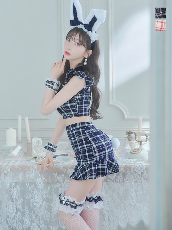 画像20: 【SALE!】【即日発送】【ハロウィン】 チェックバニーセットアップ  【コスプレ6点セット】【XS-Lサイズ/2カラー】[OF04]