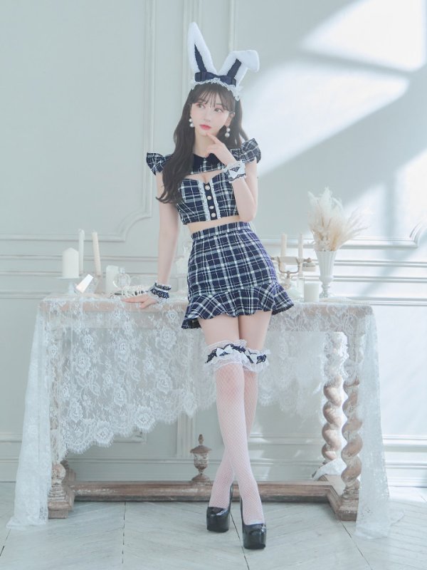 画像10: 【SALE!】【即日発送】【ハロウィン】 チェックバニーセットアップ  【コスプレ6点セット】【XS-Lサイズ/2カラー】[OF04]