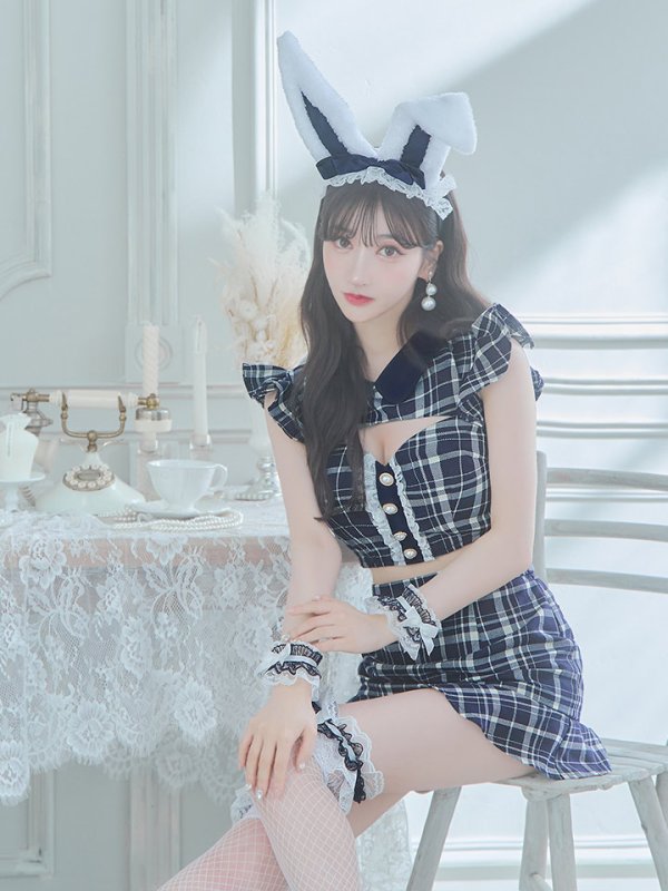 画像31: 【SALE!】【即日発送】【ハロウィン】 チェックバニーセットアップ  【コスプレ6点セット】【XS-Lサイズ/2カラー】[OF04]