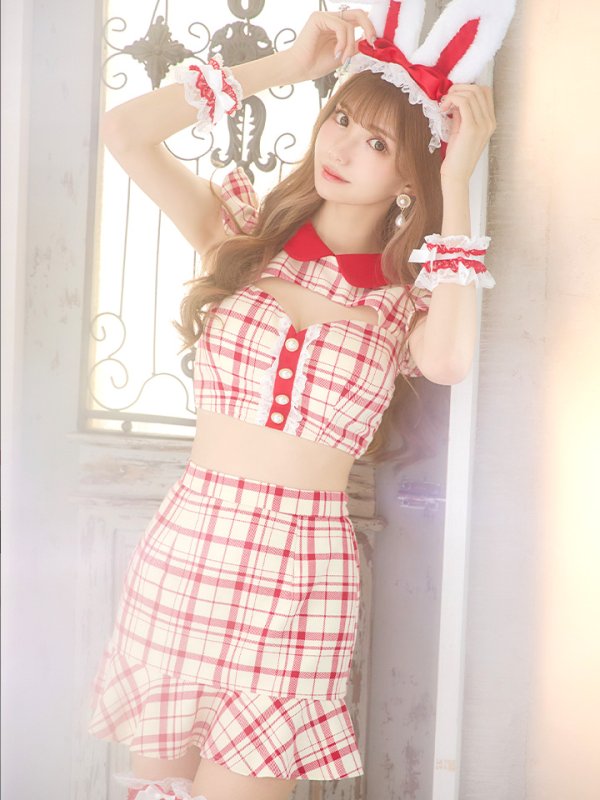 画像4: 【SALE!】【即日発送】【ハロウィン】 チェックバニーセットアップ  【コスプレ6点セット】【XS-Lサイズ/2カラー】[OF04]