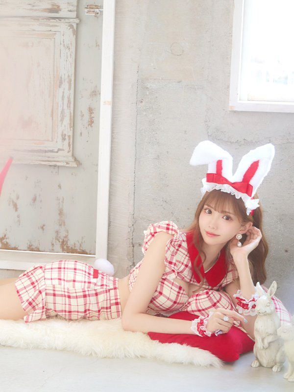 画像10: 【SALE!】【即日発送】【ハロウィン】 チェックバニーセットアップ  【コスプレ6点セット】【XS-Lサイズ/2カラー】[OF04]