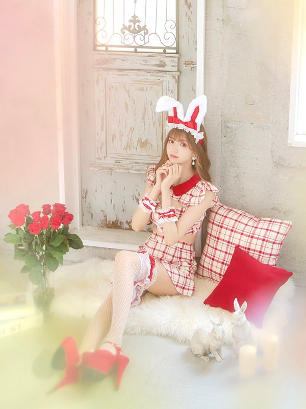 画像12: 【SALE!】【即日発送】【ハロウィン】 チェックバニーセットアップ  【コスプレ6点セット】【XS-Lサイズ/2カラー】[OF04]