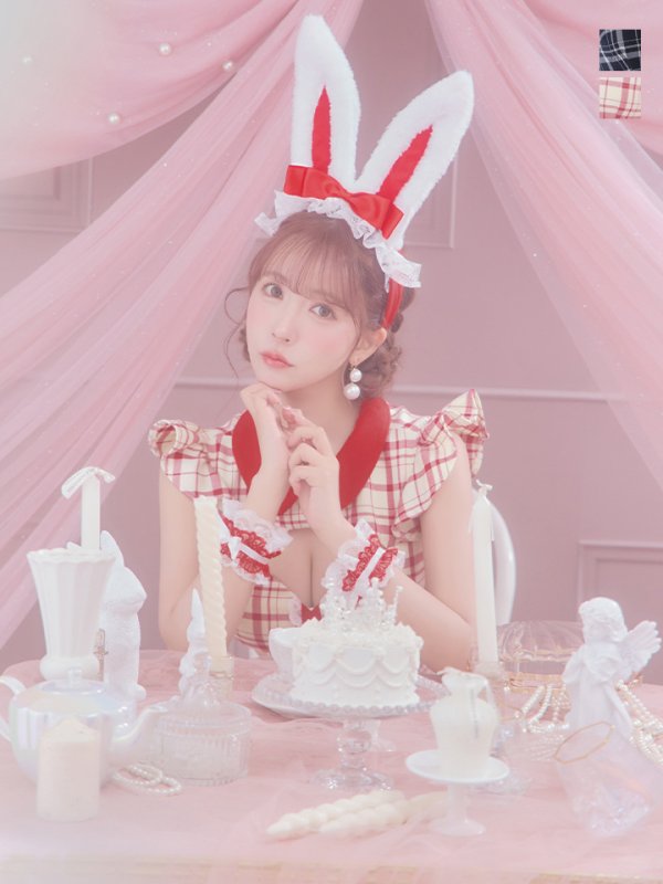 画像2: 【値下げ！】【即日発送】【ハロウィン】 チェックバニーセットアップ  【コスプレ6点セット】【XS-Lサイズ/2カラー】[YMT]