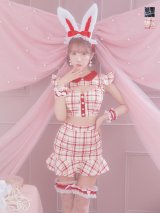【値下げ！】【即日発送】【ハロウィン】 チェックバニーセットアップ  【コスプレ6点セット】【XS-Lサイズ/2カラー】[YMT]