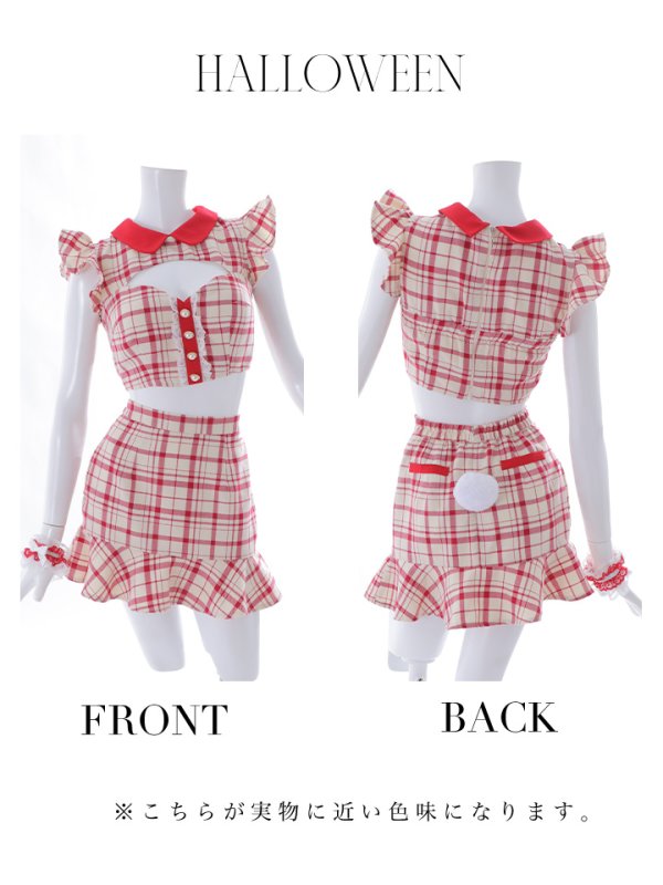 画像19: 【SALE!】【即日発送】【ハロウィン】 チェックバニーセットアップ  【コスプレ6点セット】【XS-Lサイズ/2カラー】[OF04]