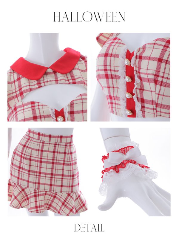 画像21: 【SALE!】【即日発送】【ハロウィン】 チェックバニーセットアップ  【コスプレ6点セット】【XS-Lサイズ/2カラー】[OF04]
