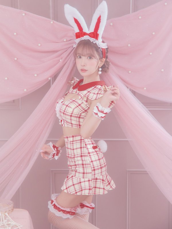 画像6: 【SALE!】【即日発送】【ハロウィン】 チェックバニーセットアップ  【コスプレ6点セット】【XS-Lサイズ/2カラー】[OF04]