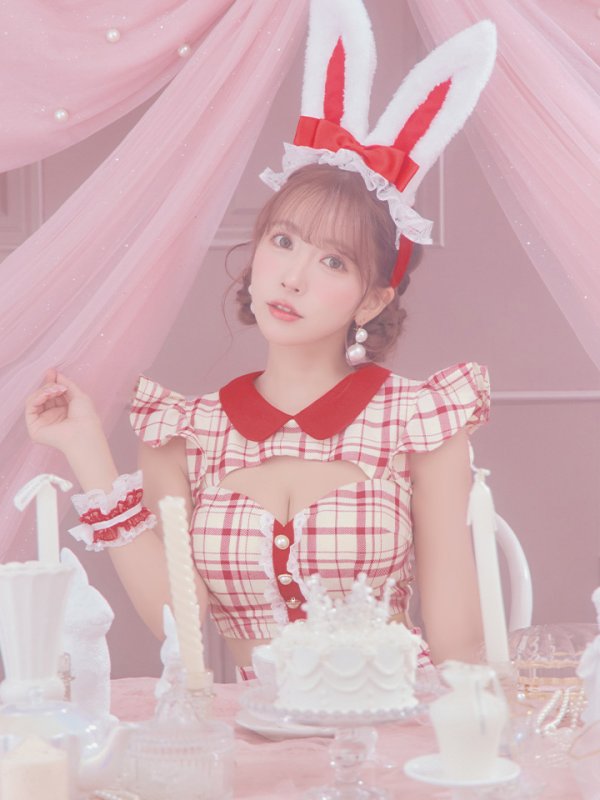 画像12: 【SALE!】【即日発送】【ハロウィン】 チェックバニーセットアップ  【コスプレ6点セット】【XS-Lサイズ/2カラー】[OF04]