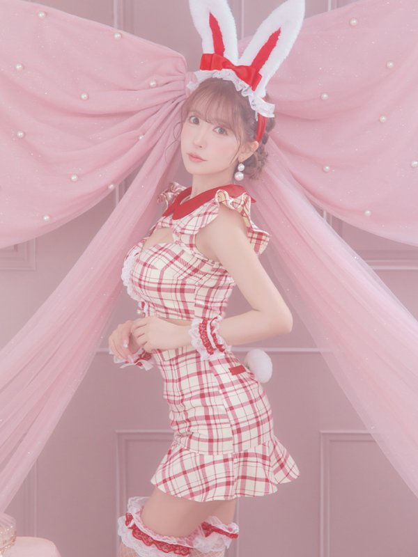 画像14: 【SALE!】【即日発送】【ハロウィン】 チェックバニーセットアップ  【コスプレ6点セット】【XS-Lサイズ/2カラー】[OF04]