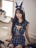 画像1: 【値下げ！】【即日発送】【ハロウィン】 チェックバニーセットアップ  【コスプレ6点セット】【XS-Lサイズ/2カラー】[YMT] (1)